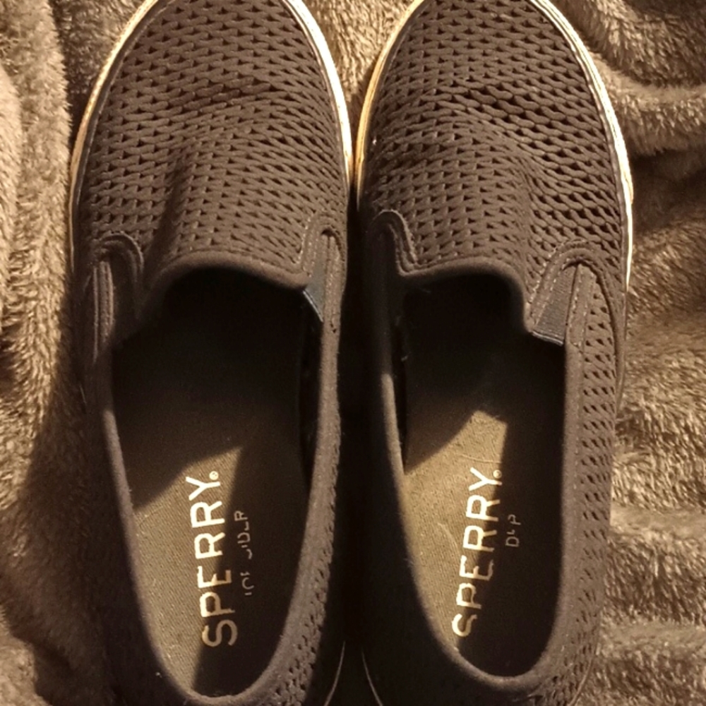 Womens Blue Sperry Seaside Perforated Top Boat Shoe Slide On's size 6
